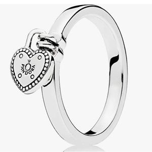 Pandora Heart Padlock Dangle Silver Ring